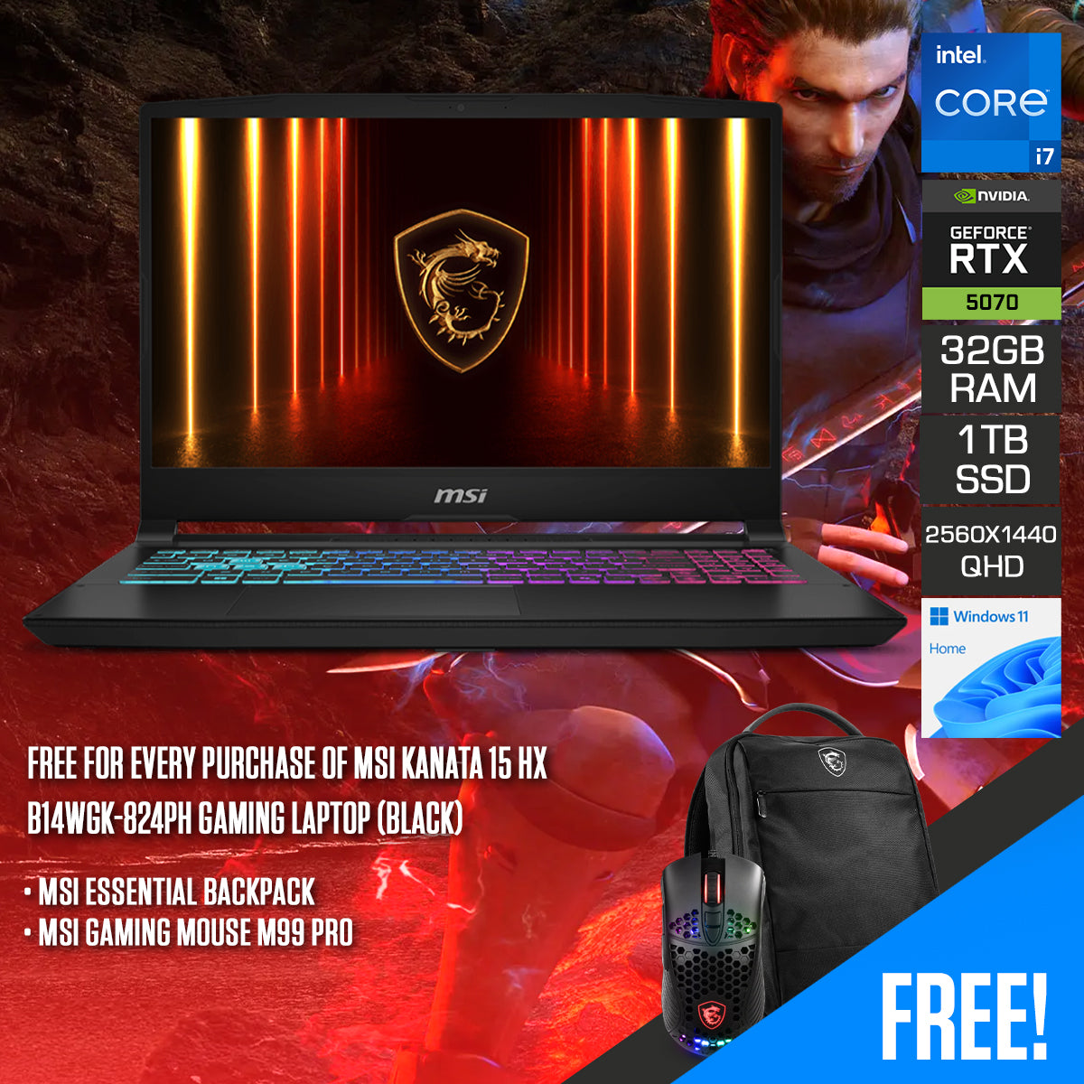 MSI Katana 15 HX B14WGK-824PH Gaming Laptop (Black)