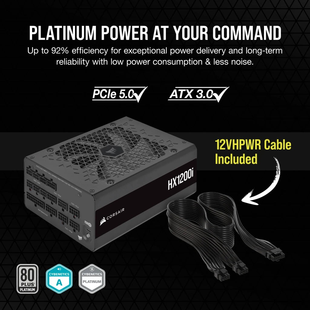 Corsair HXi Series HX1200i 1200W ATX 80 Plus Platinum Ultra-Low Noise Fully Modular Power Supply