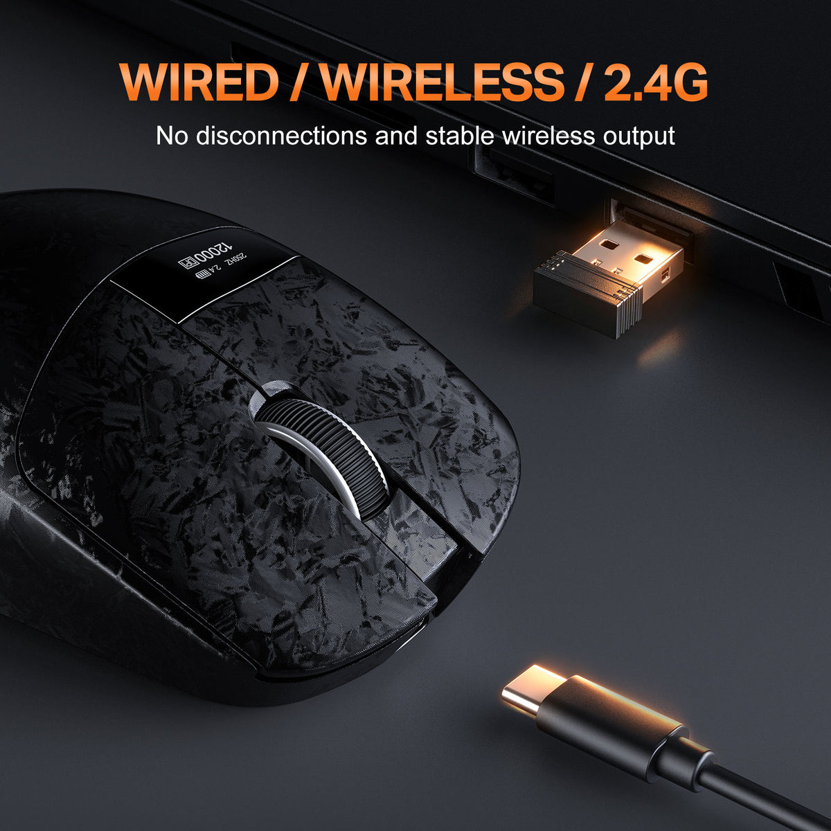 Onikuma DM08 Tri-Mode RGB Wireless Gaming Mouse (Black)