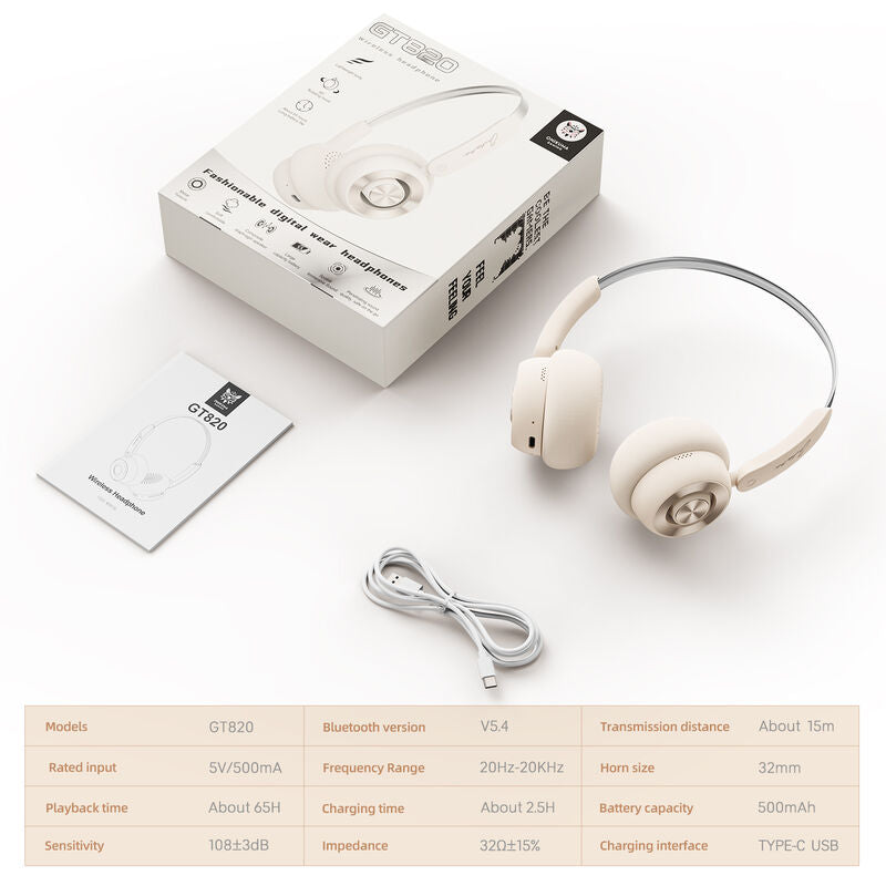 Onikuma GT820 Wireless Gaming Headset with Noise Cancellation (Beige)