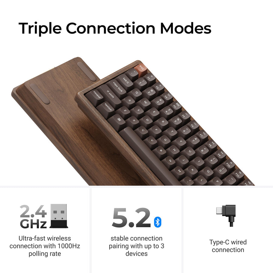 Keychron K2 HE 75% Wireless Hot-Swappable RGB Magnetic Switch Custom Keyboard - All-Wood