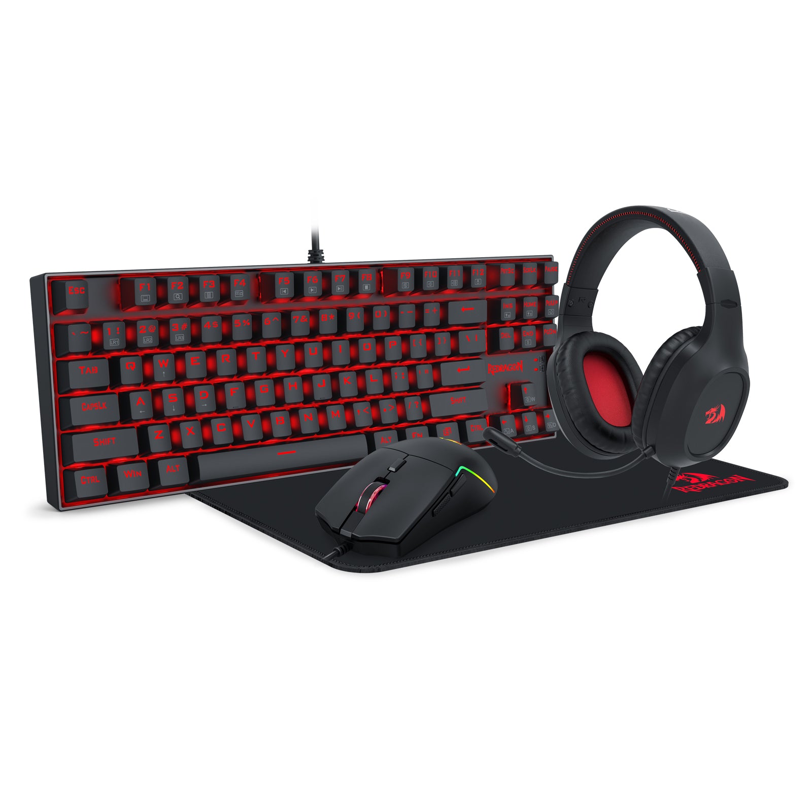Redragon K552-BB-3 Keyboard/Headset/Mouse/Mouse Pad 4-in-1 Combo