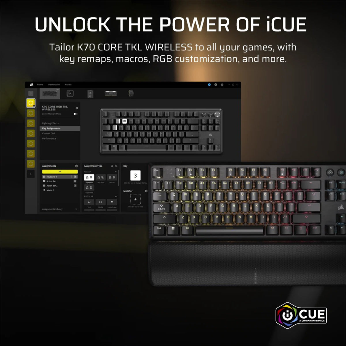 Corsair K70 Core TKL Wireless RGB Mechanical Gaming Keyboard