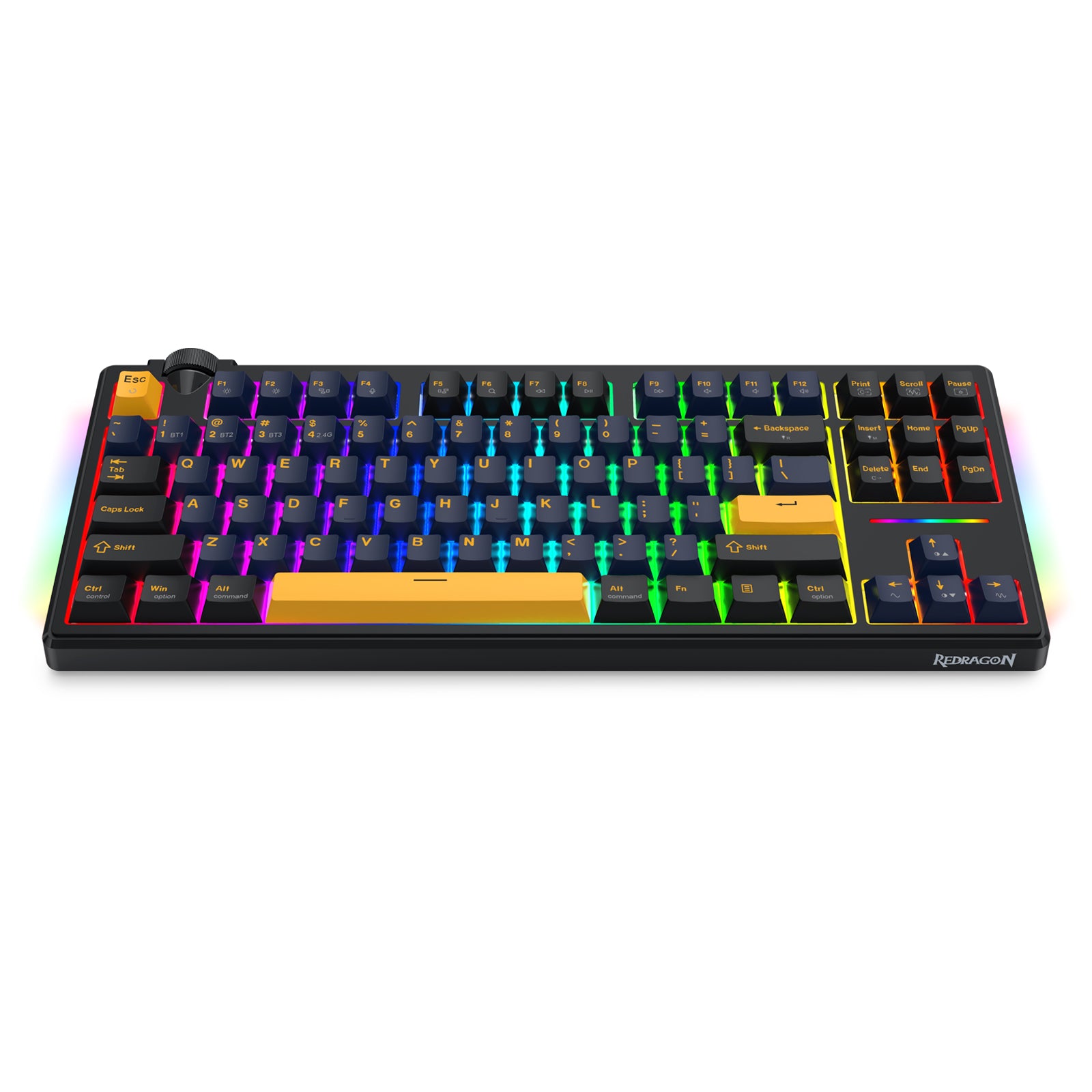Redragon Cyclone Pro K716 RGB Hot-Swappable Gasket Mounted TKL Horizontal Knob Mechanical Keyboard