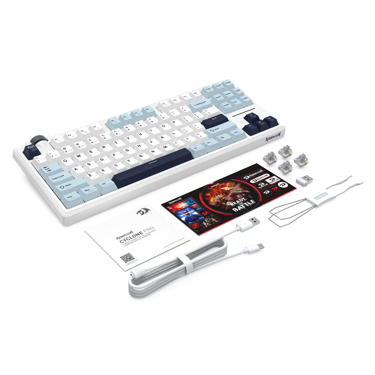Redragon Cyclone Pro K716 RGB Hot-Swappable Gasket Mounted TKL Horizontal Knob Mechanical Keyboard