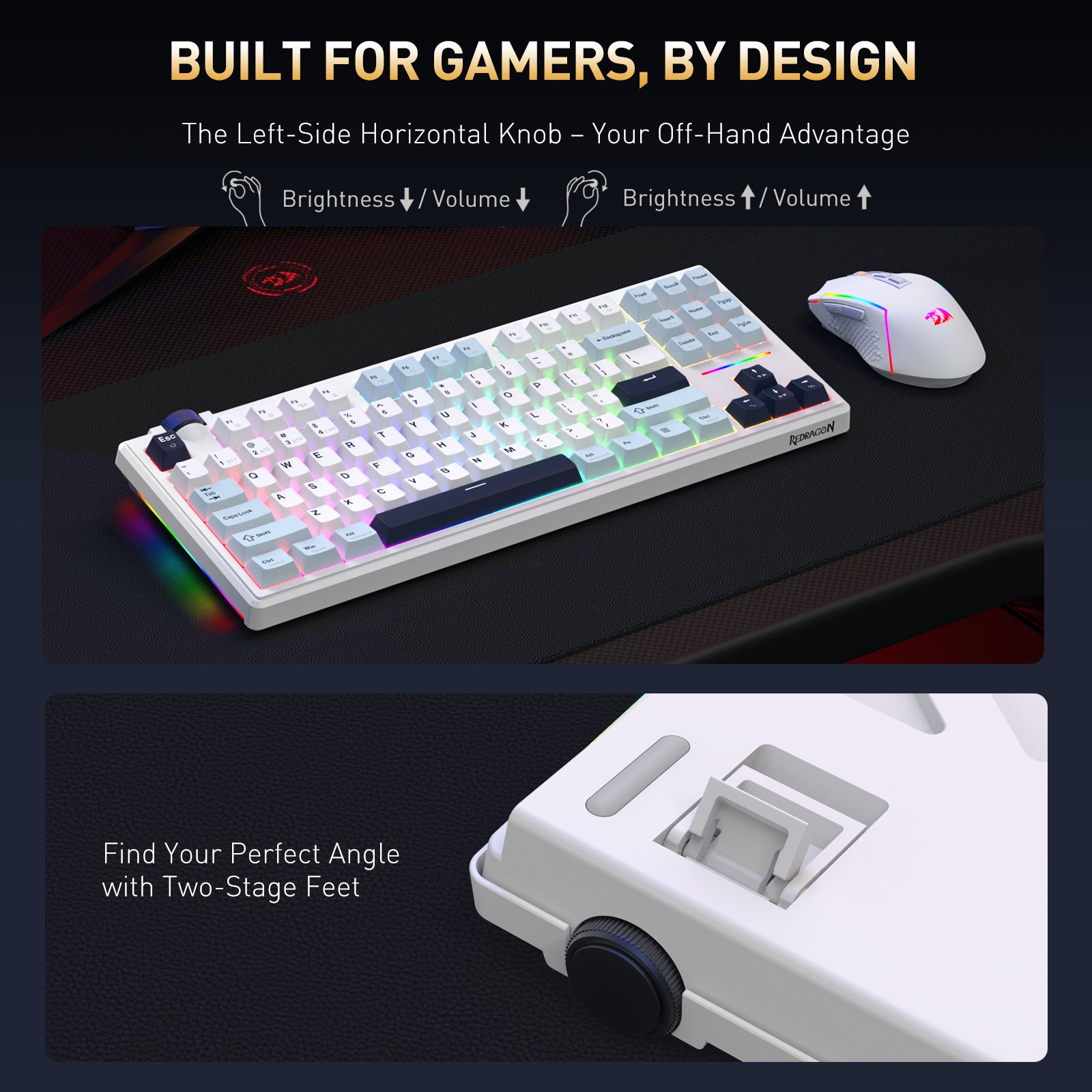 Redragon Cyclone Pro K716 RGB Hot-Swappable Gasket Mounted TKL Horizontal Knob Mechanical Keyboard