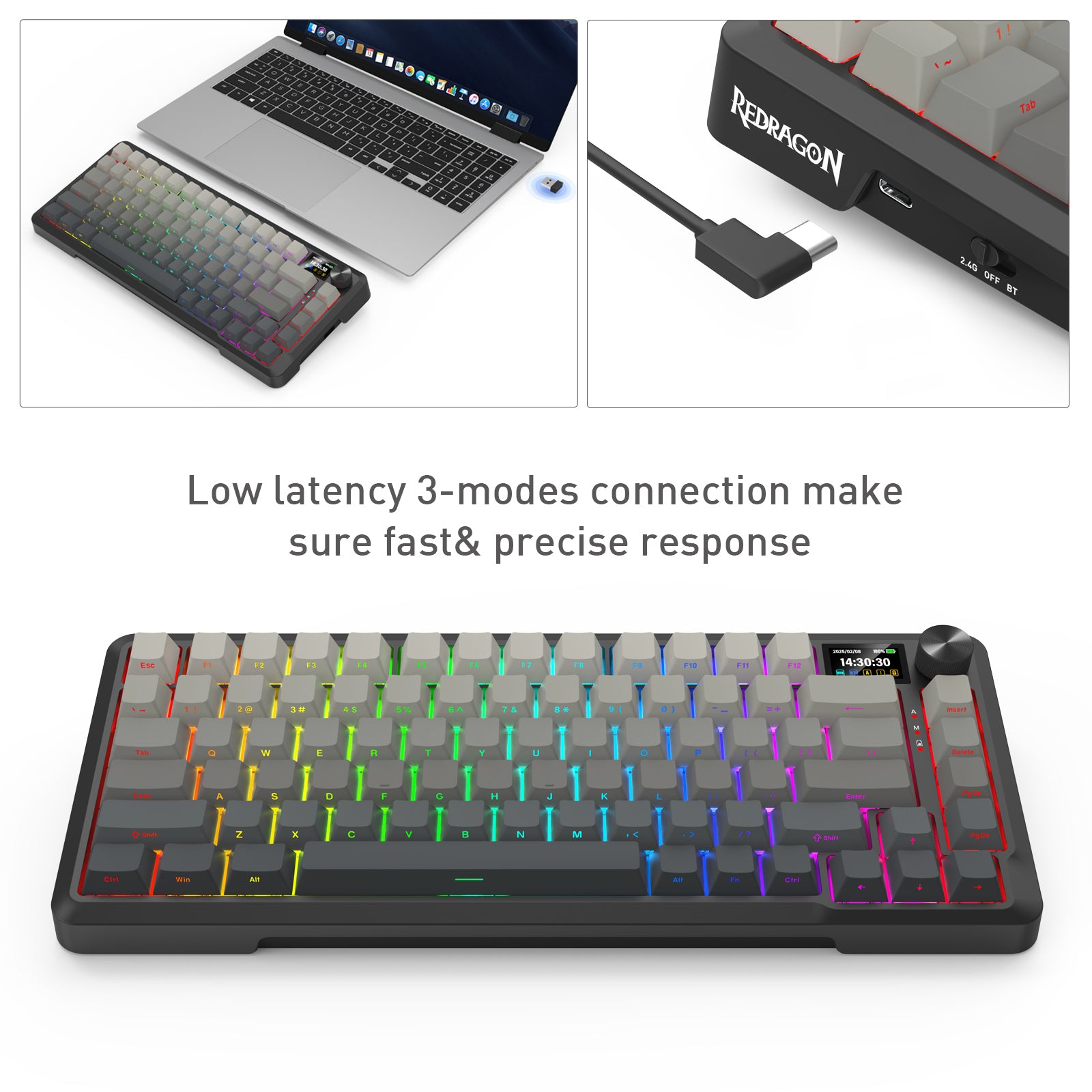Redragon Behemoth K724SP-RGB-PRO Mechanical Keyboard with LCD Screen