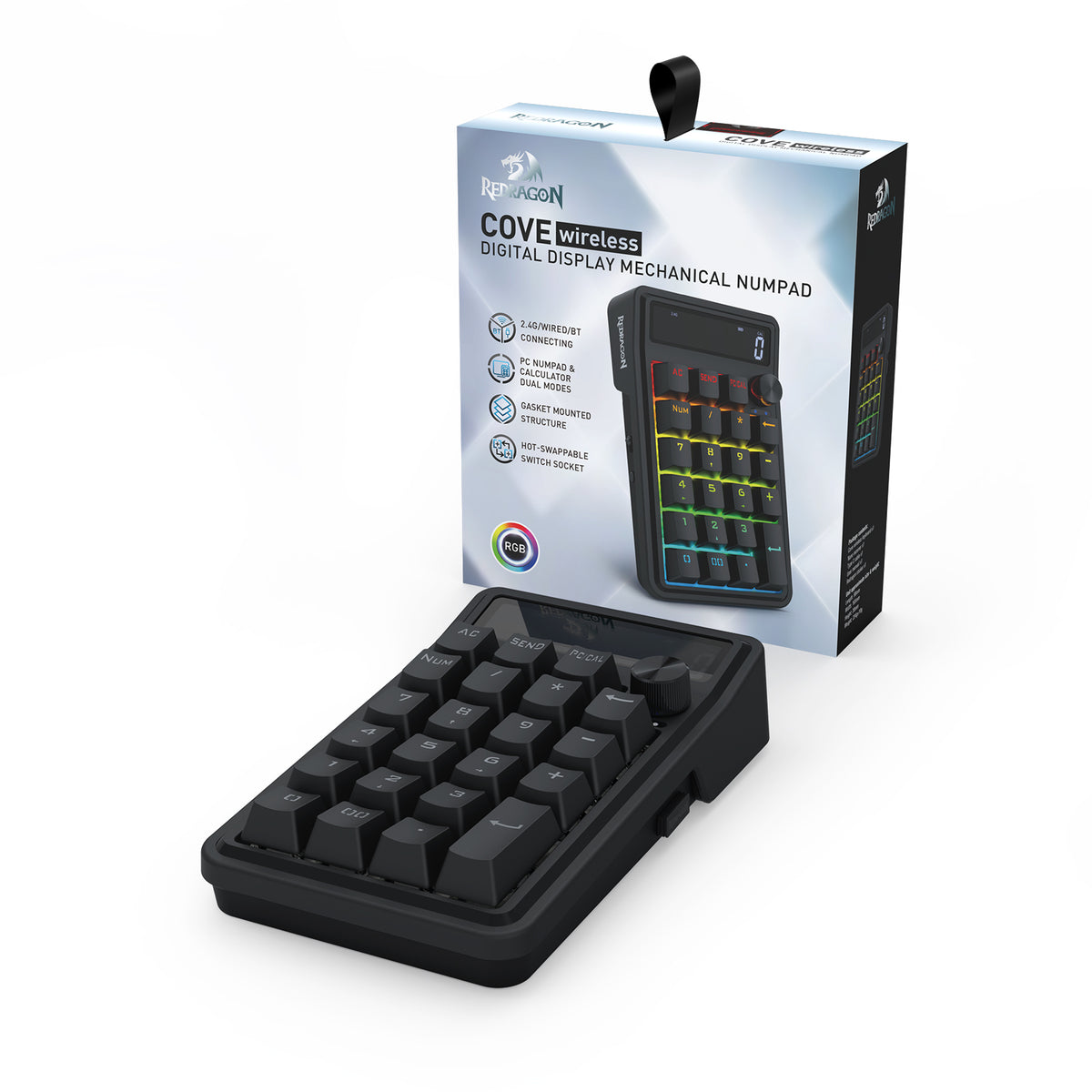 Redragon Cove Wireless K733 RGB Hot-Swappable Gasket Mounted Digital Mechanical Numpad