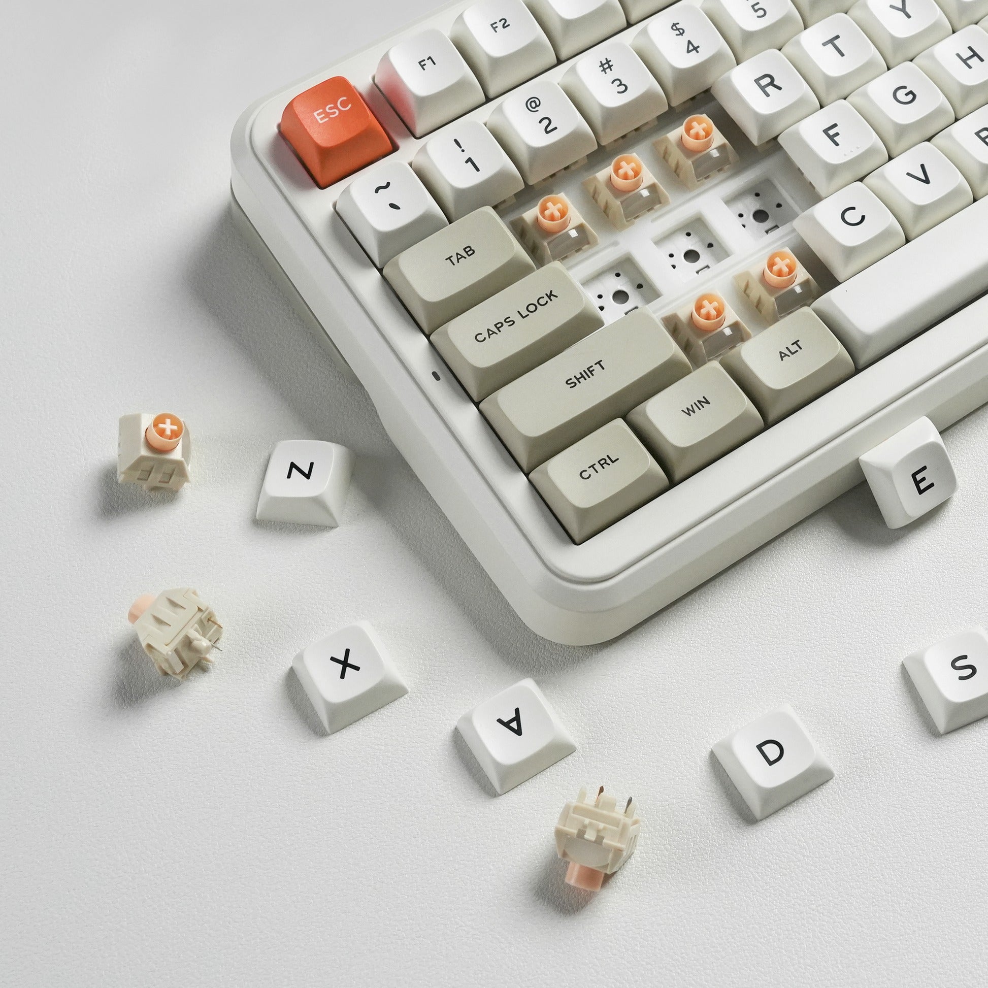 Mchose K99 V2 RGB Tri-Mode Hot-Swappable Mechanical Keyboard (Retro White) (Icy Creamsicle Switch)