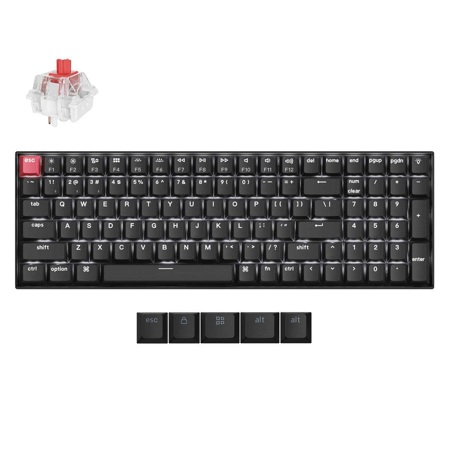 Keychron K4 QMK Fully Assembled Hot-Swappable White Backlight 96% Wireless Mechanical Keyboard Version 3 - Black