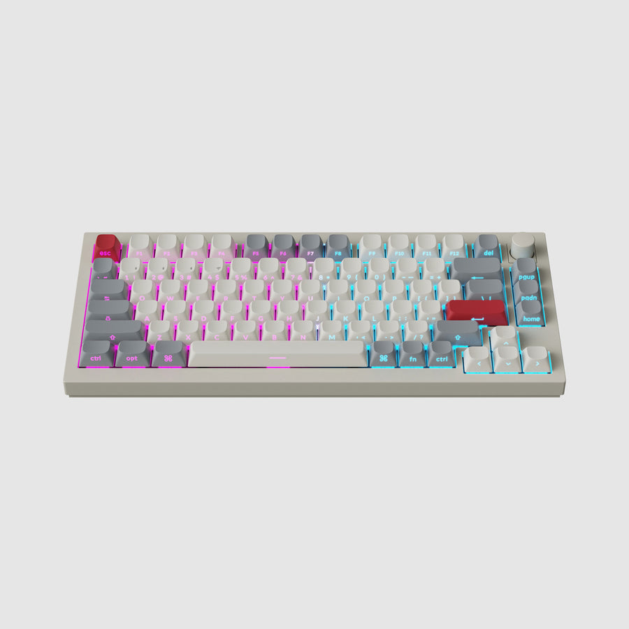 Keychron Q1 Max QMK/VIA Fully Assembled with Knob Side-Printed Keycaps Hot-Swappable 75% Wireless Custom Mechanical Keyboard - Shell White (Gateron Jupiter Banana Switch) (Gateron Jupiter Red Switch)