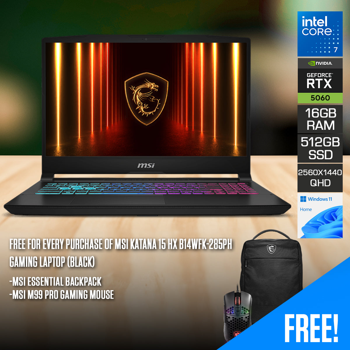 MSI Katana 15 HX B14WFK-285PH Gaming Laptop (Black) | DataBlitz