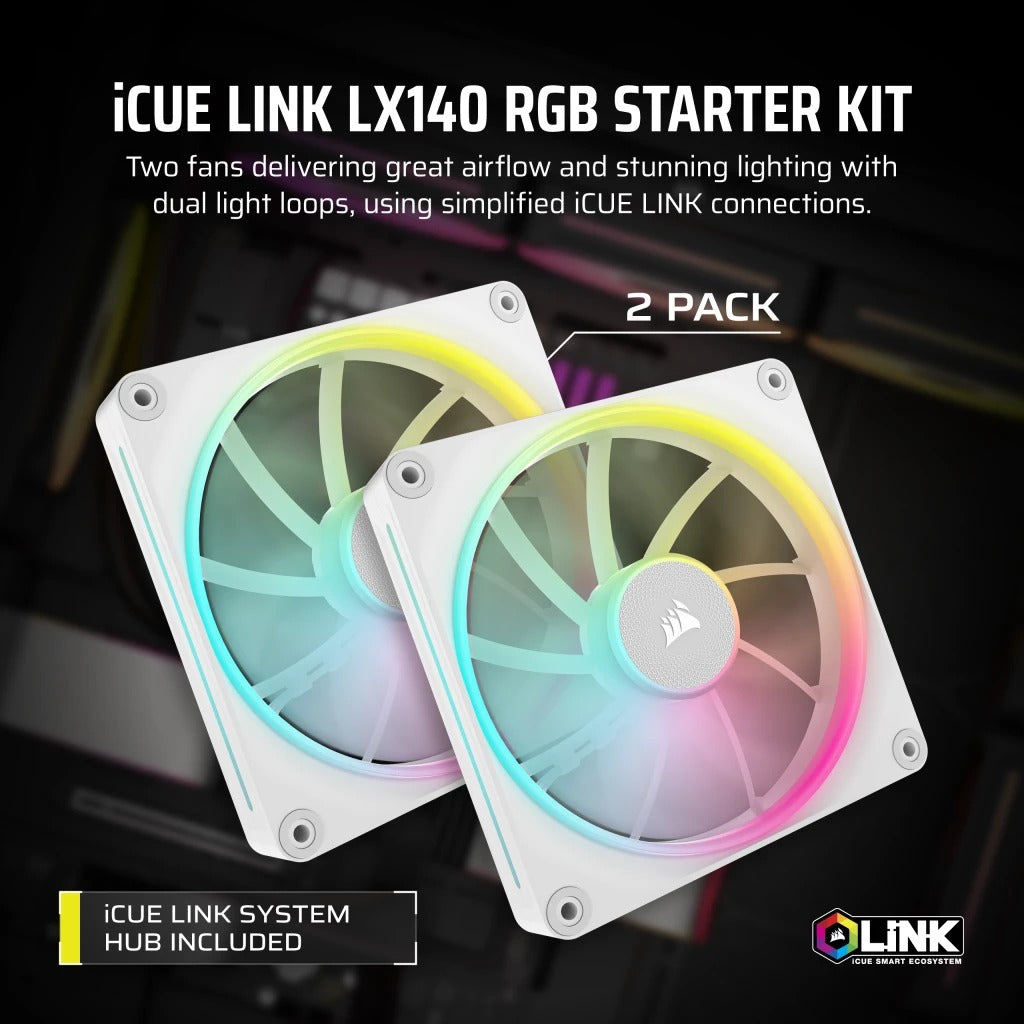 Corsair iCUE LINK LX140 RGB 140MM PWM Dual Fan Starter Kit