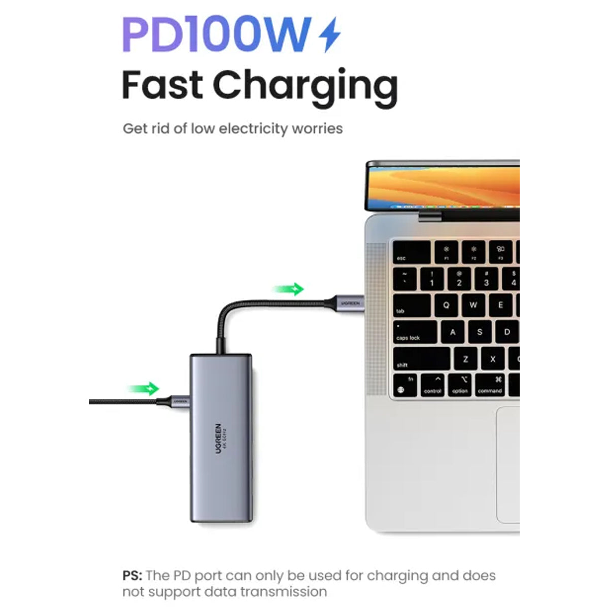 Ugreen USB-C to HDMI + DP + 2xUSB-C + 2xUSB-A (7-in-1) Hub - 15cm