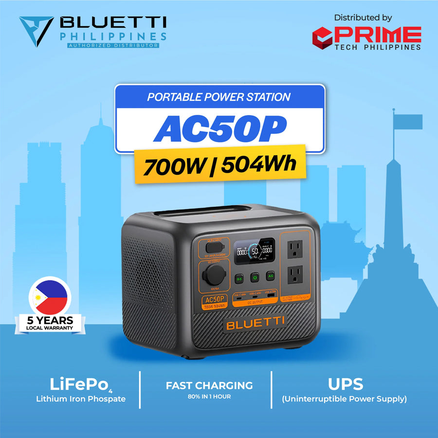 BLUETTI AC50P Portable Power Station | 504Wh LiFePO4 Battery | 700W AC Output & Turbo