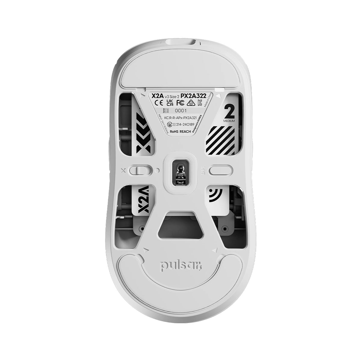 Pulsar X2A V3 Ultralight Weight Wireless Ambidextrous eSports Gaming Mouse Size 2