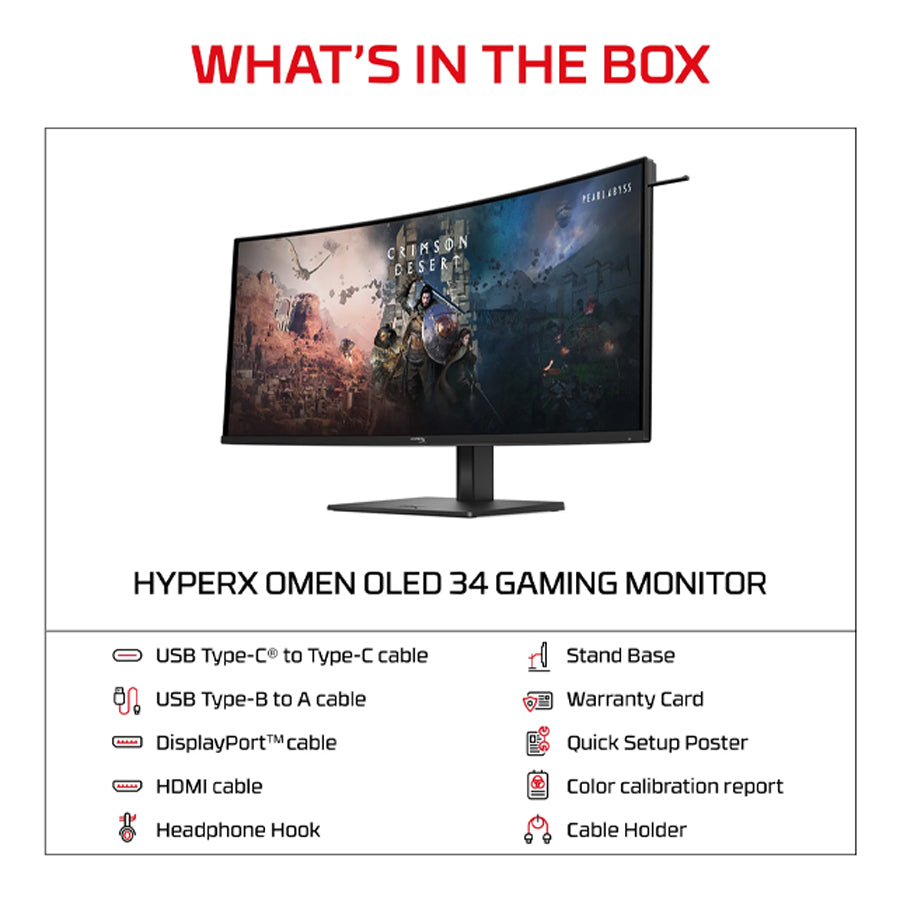 HyperX OMEN OLED C49PPAA 34" WQHD (3440x1440) 360Hz 0.03ms GtG QD-OLED Gaming Monitor