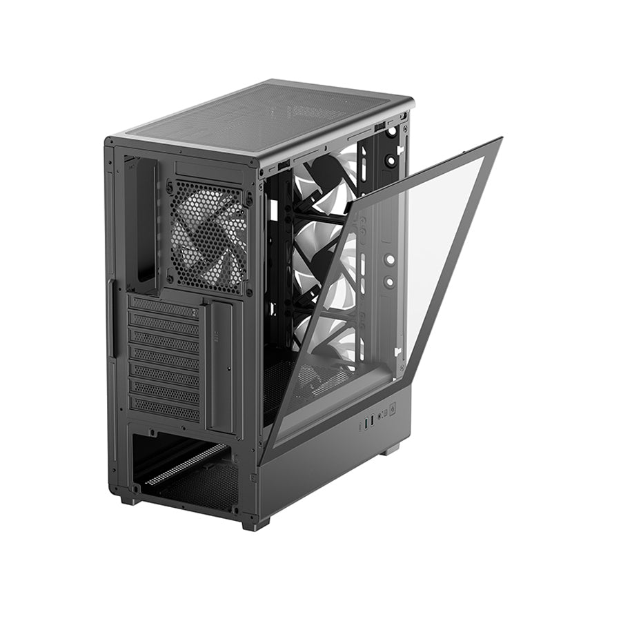 DeepCool CC550 4F Tempered Glass High-Airflow Mid-Tower ATX PC Case (Black) (R-CC550BKANA4-G)