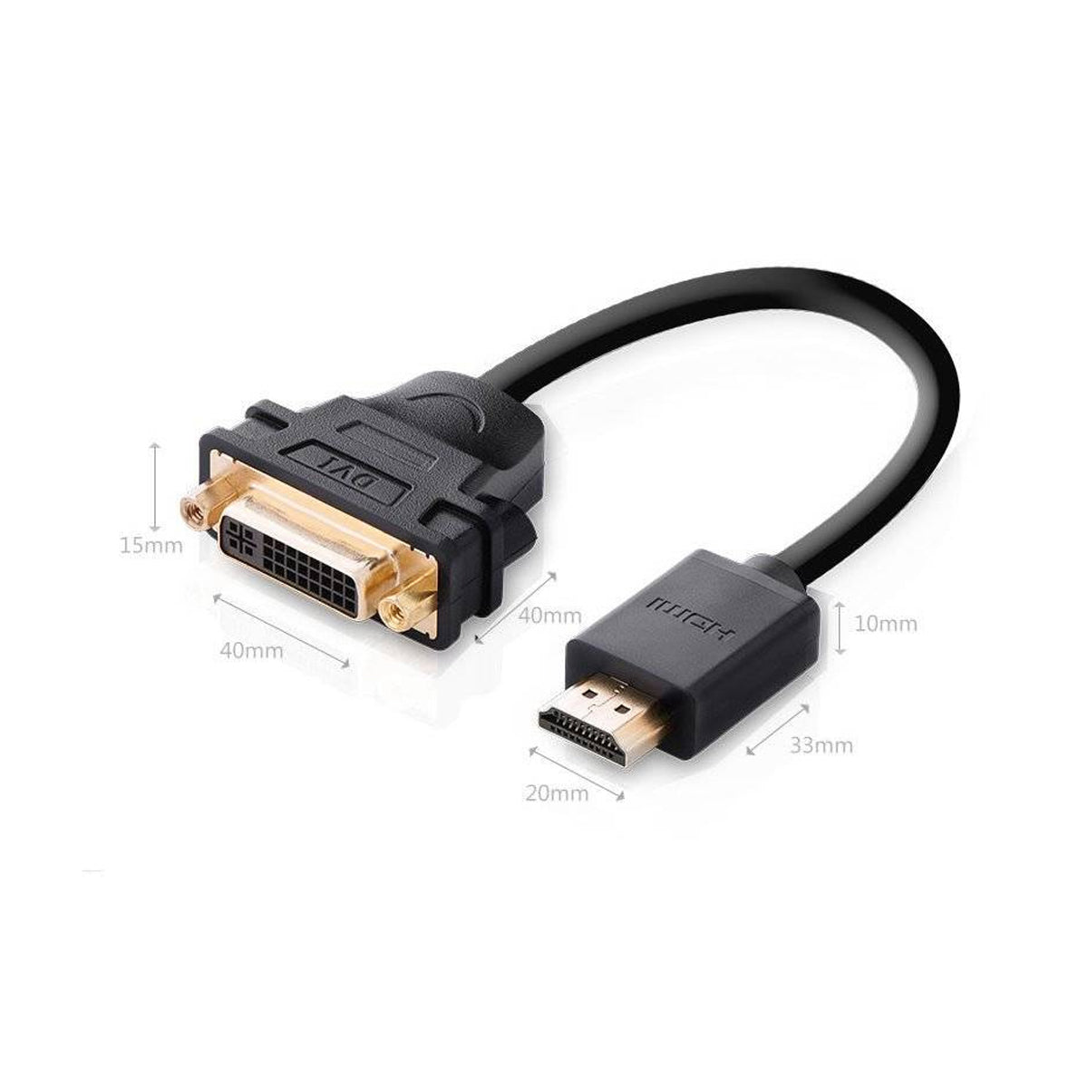 Ugreen HDMI Male to DVI Female Adapter Cable - 22cm (Black) (20136/20136)