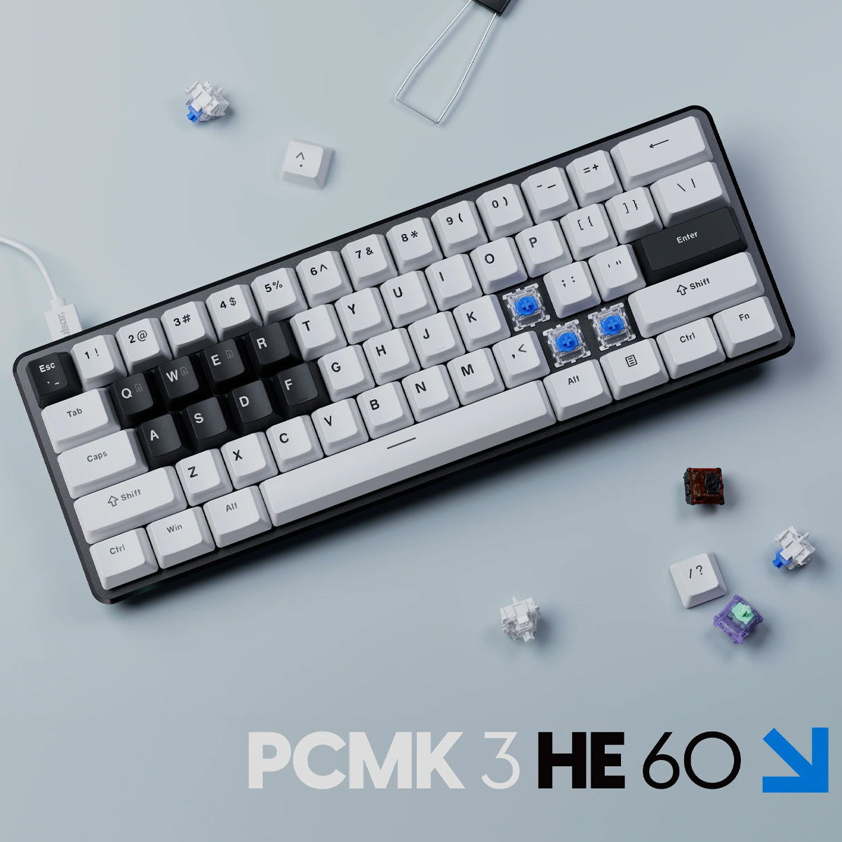 Pulsar PCMK 3 HE 60 ANSI Hall Effect Magnetic Gaming Keyboard (White) (PCMK3HE601W)