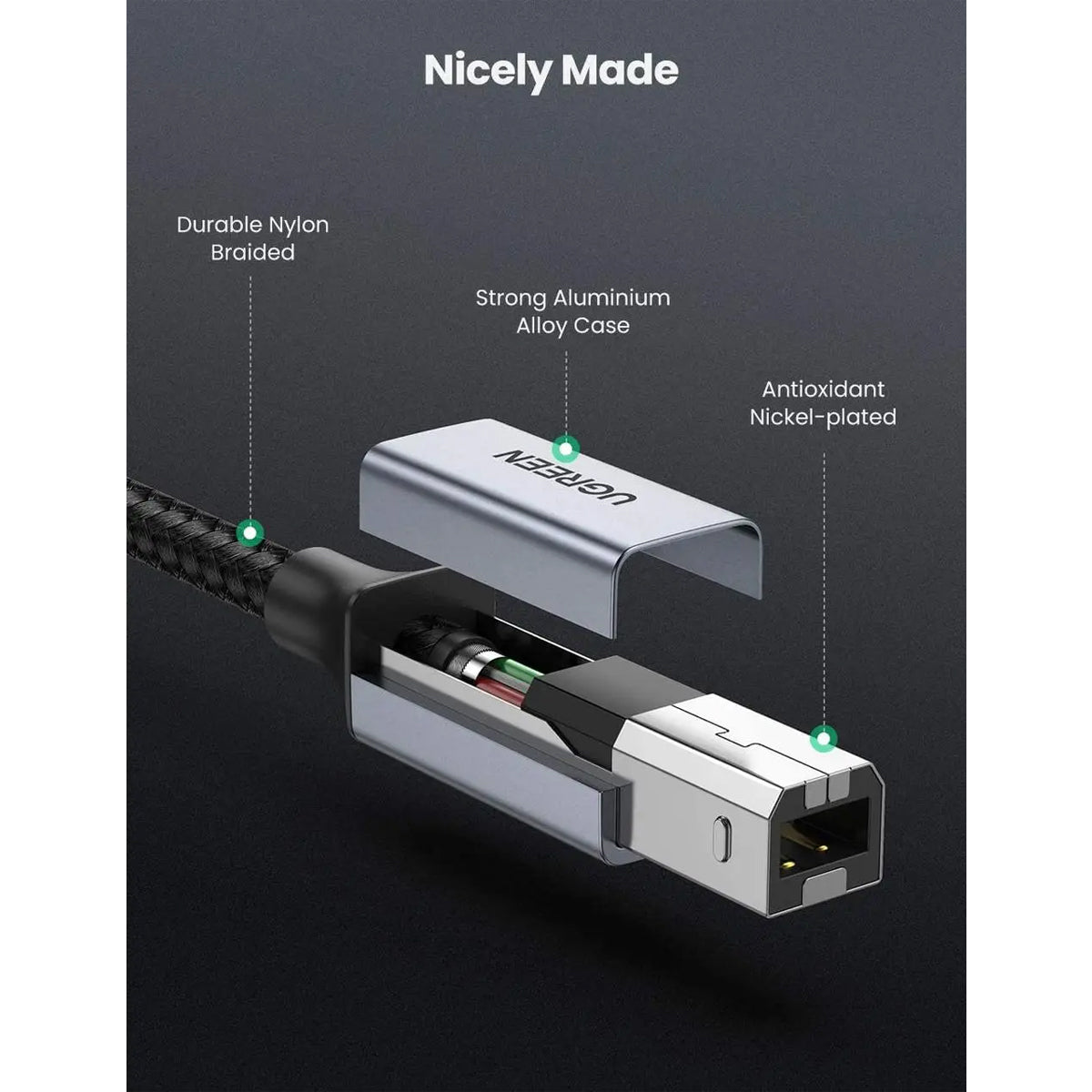 Ugreen USB-C to USB-B 2.0 Printer Cable