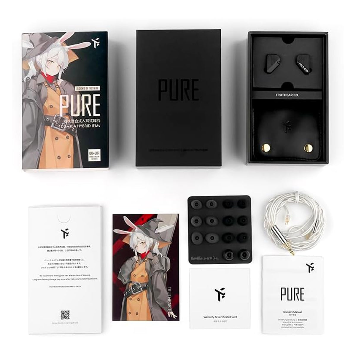 Truthear Pure 1DD + 3BA Hybrid In-Ear Monitor with Detachable Cable (Black)