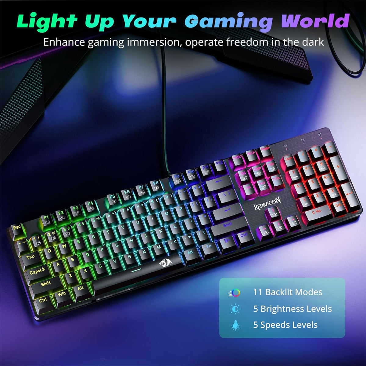 Redragon Sindri K671 RGB Hot-Swappable Full Sized Wired Mechanical Gaming Keyboard