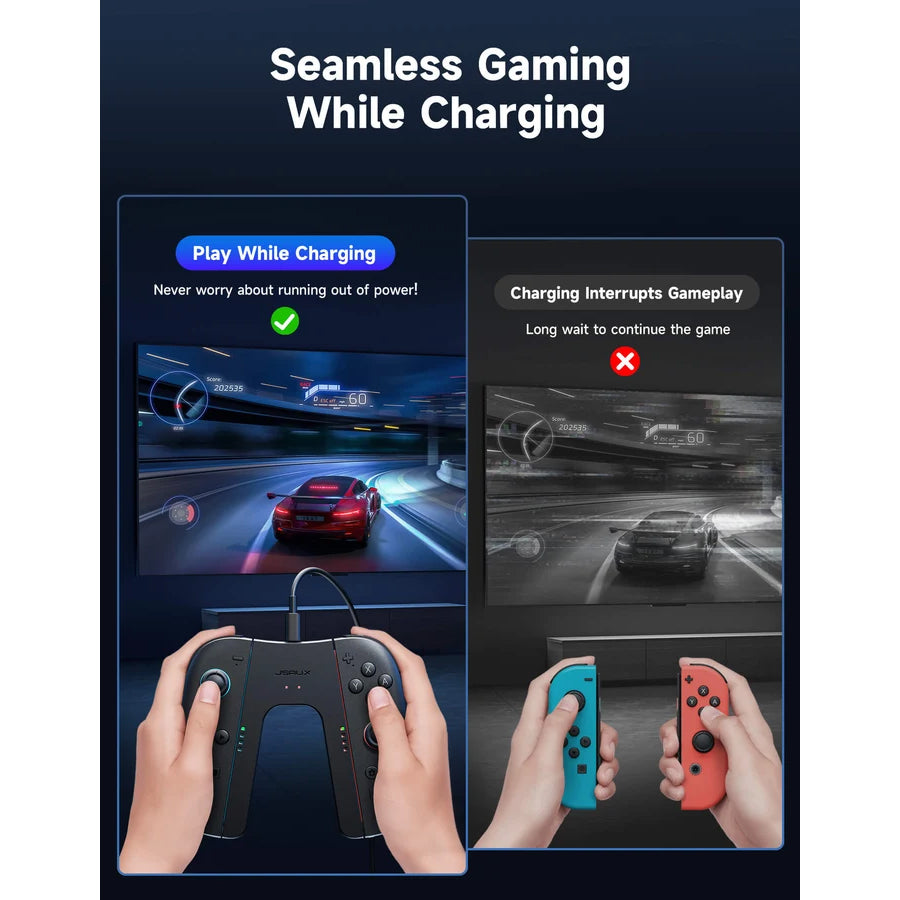 JSAUX JoyVerse Series Charging Grip for Nintendo Switch 2 Joy-Con (Black) (GP0502)