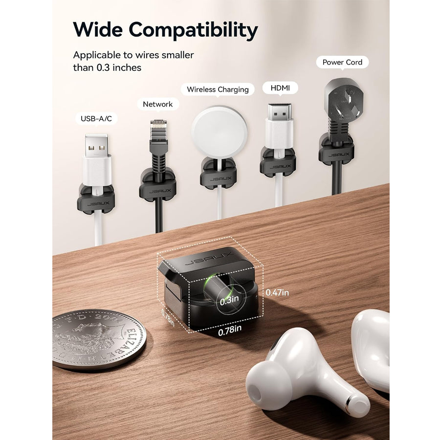 JSAUX Magnetic Cable Clip 8 pcs (Black) (GP0601)