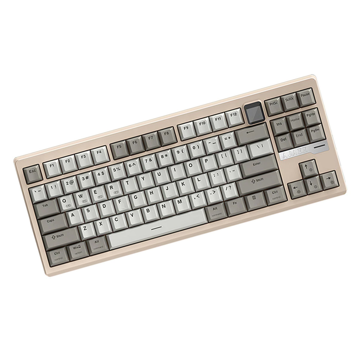 Ajazz QS87 Max RGB Tri-Mode 87-Keys Aluminum CNC Case Hot-Swappable Mechanical Keyboard (Grey/White) (Flame Red V2 Switch)