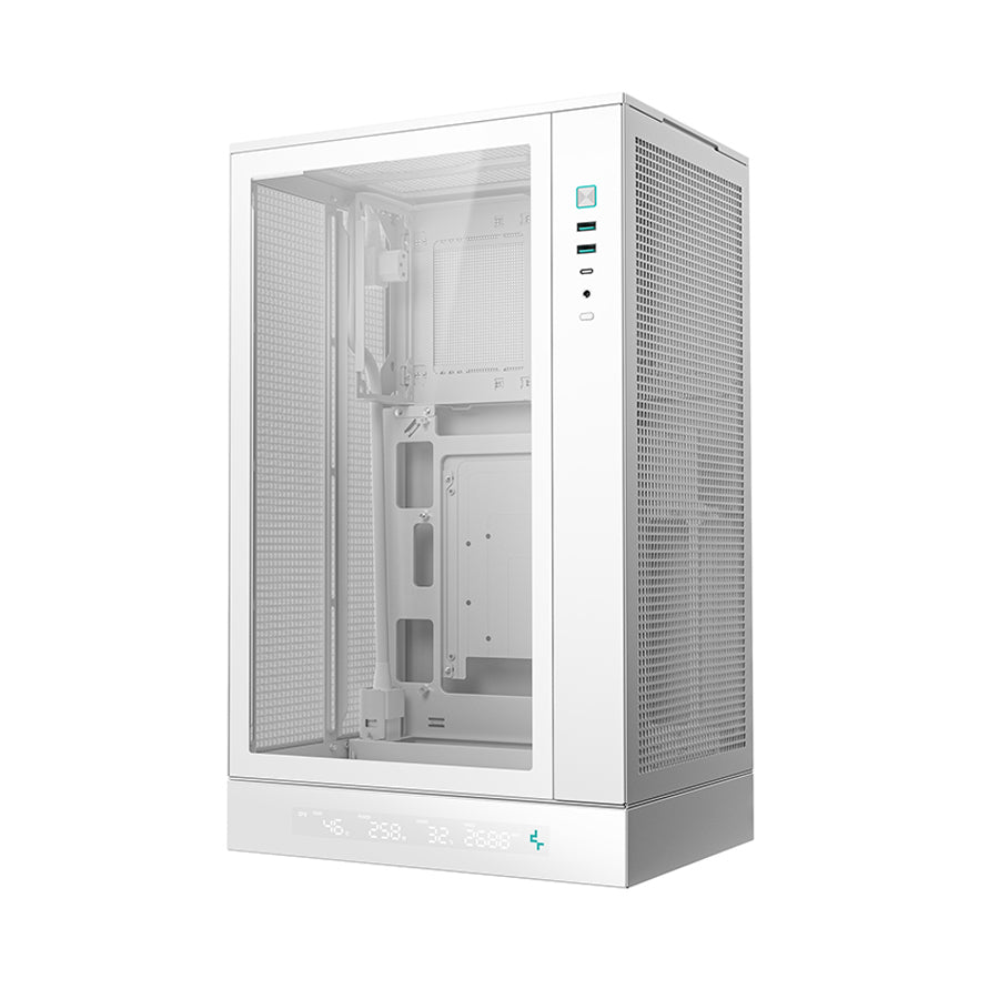 Deepcool CH270 Digital High Airflow Vertical M-ATX Compact Case with Data Screen (Black, White)