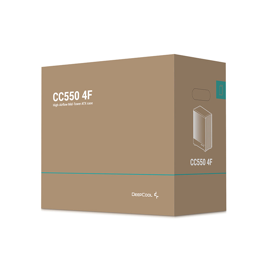 DeepCool CC550 4F Tempered Glass High-Airflow Mid-Tower ATX PC Case (Black) (R-CC550BKANA4-G)