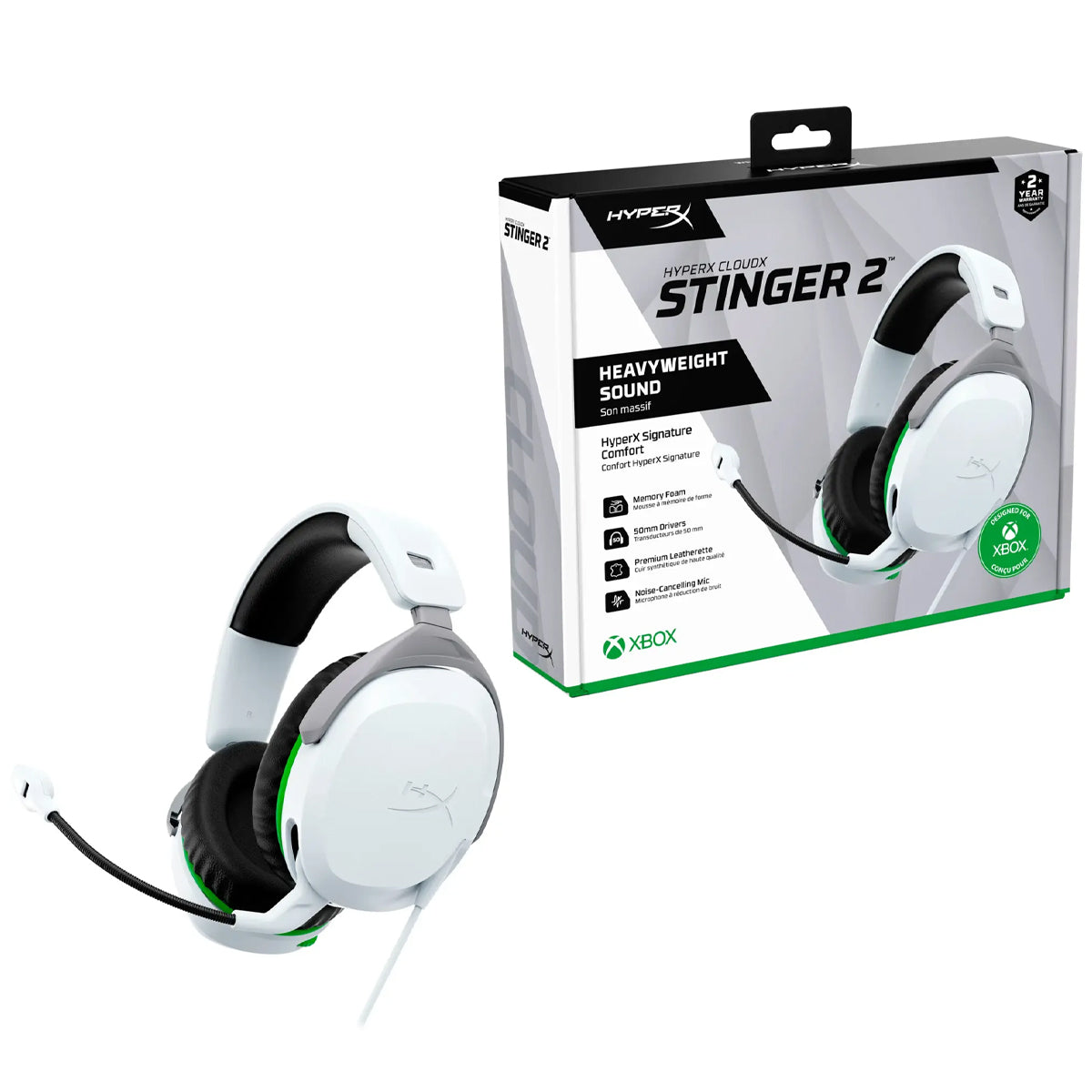 HyperX CloudX Stinger II Wired Headset for Xbox (White) (75X28AA)