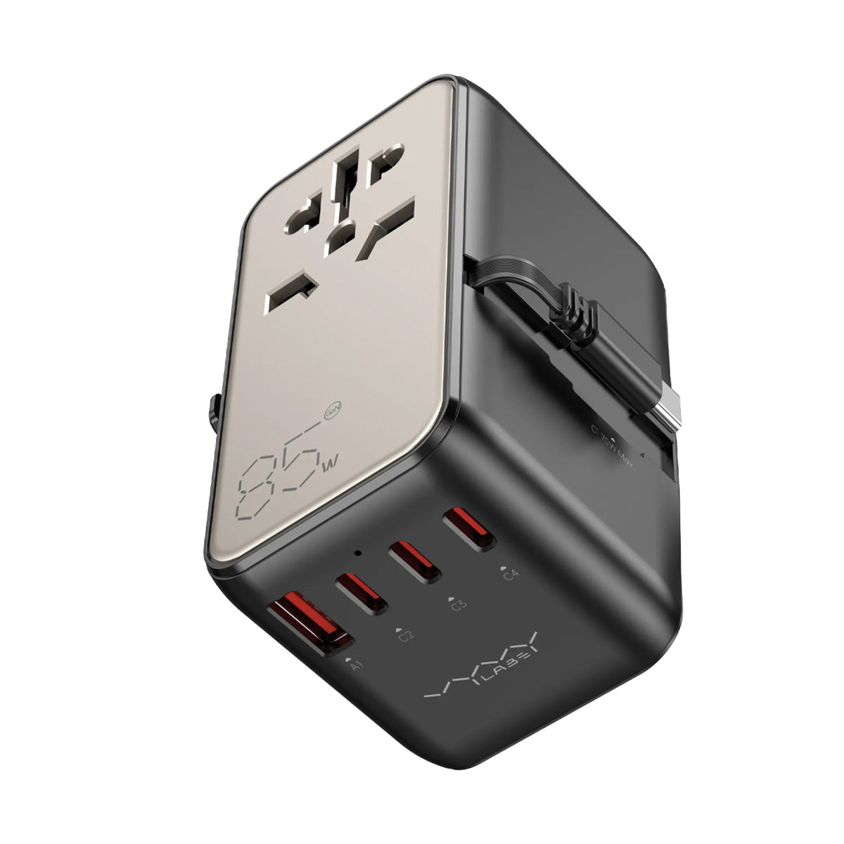 Vyvylabs Explorer Series GaN 4 Ports+AC Fast Charger Travel Adapter 85W A+3C with Type-C Cable