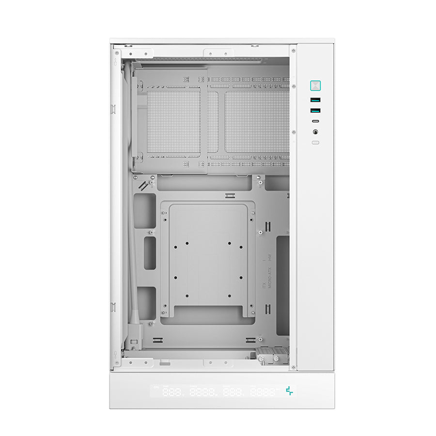 Deepcool CH270 Digital High Airflow Vertical M-ATX Compact Case with Data Screen (Black, White)