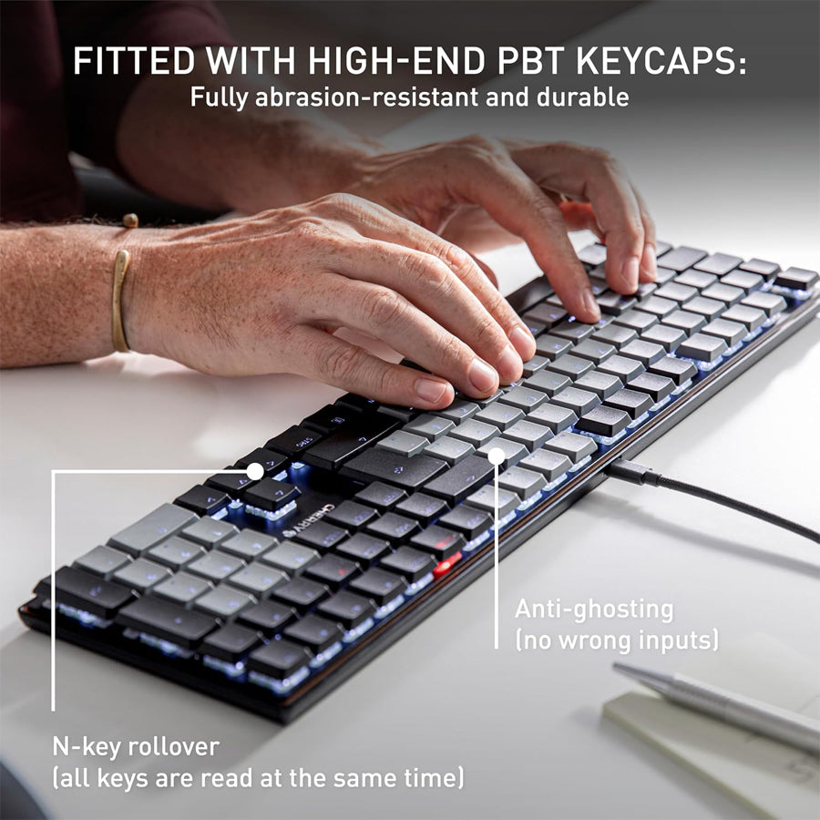 Cherry KC 500 MX LP Low-Profile Mechanical Keyboard (Black) (Cherry MX LP 2.0 Ivory Switch)