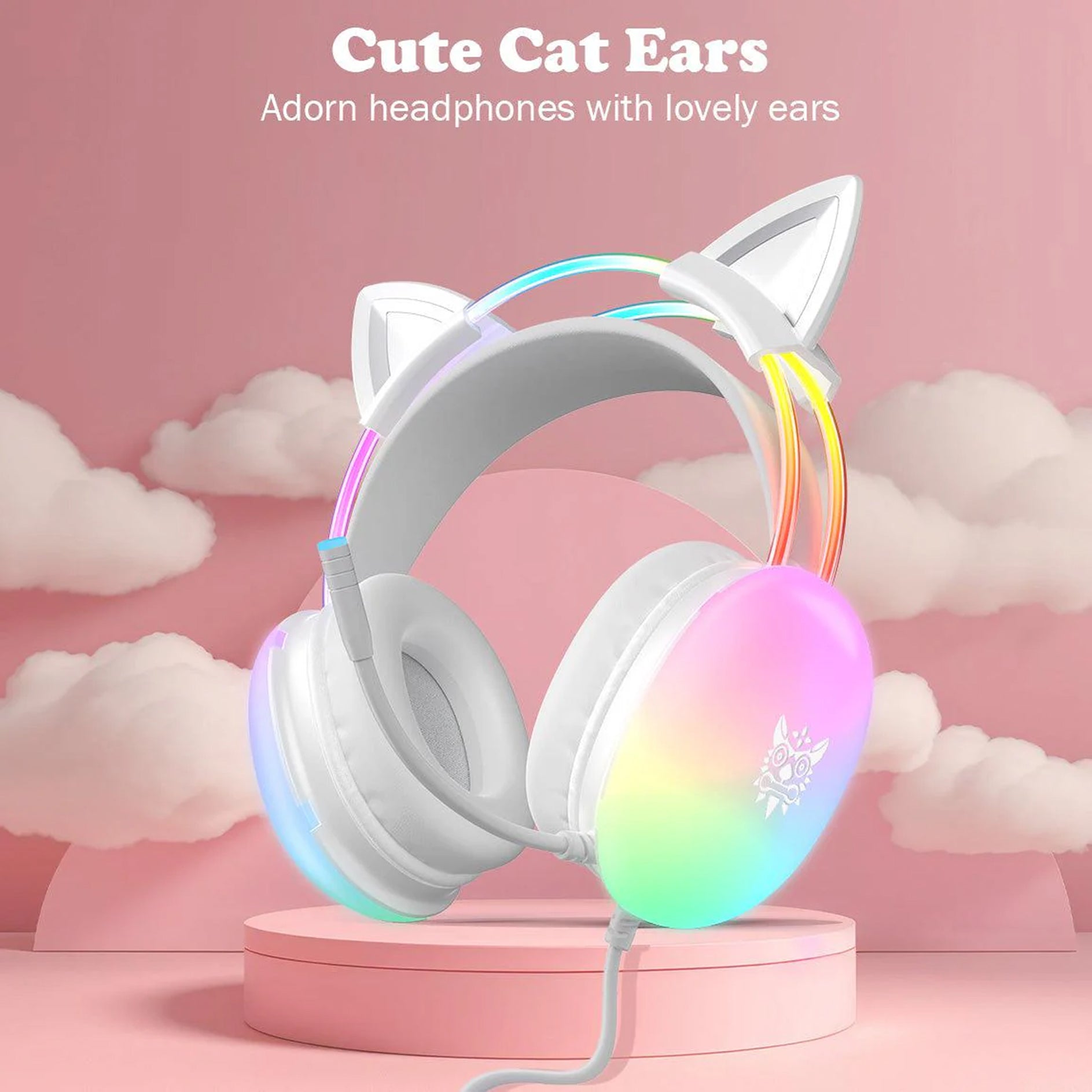Onikuma X25 Cat Ears RGB Professional Gaming Headset with Noise Cancellation Microphone