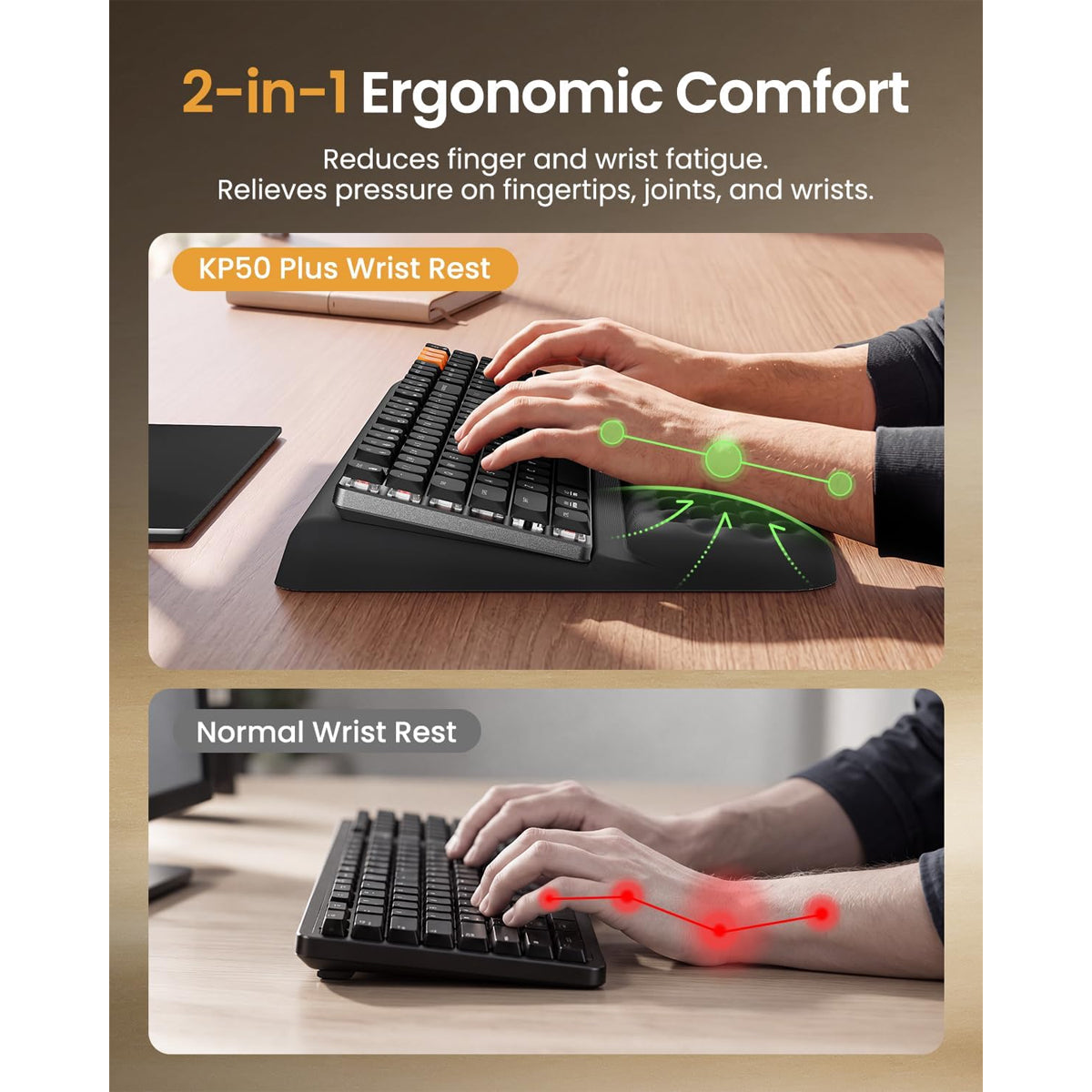 ProtoArc KP50 Plus 2-in-1 Ergonomic Wrist Rest with Keyboard Stand