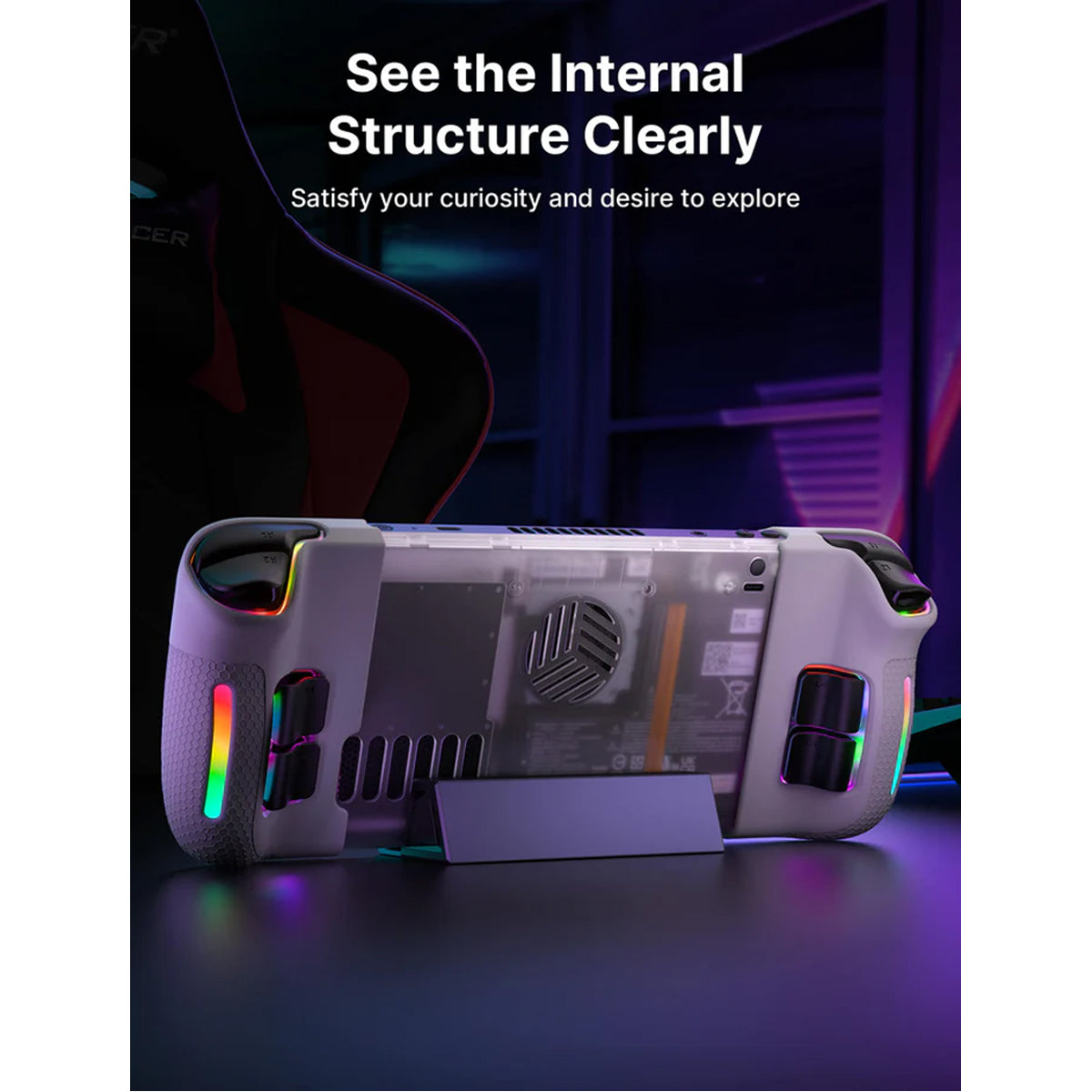 JSAUX RGB & Vents Transparent Back Plate for Steam Deck OLED
