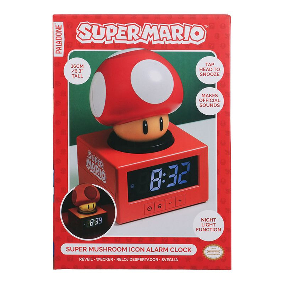 Paladone Super Mario Super Mushroom Icon Alarm Clock (PP13124NN)