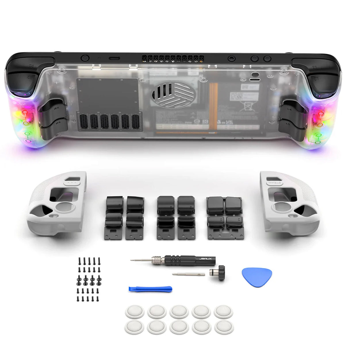 JSAUX RGB & Vents Transparent Back Plate for Steam Deck OLED