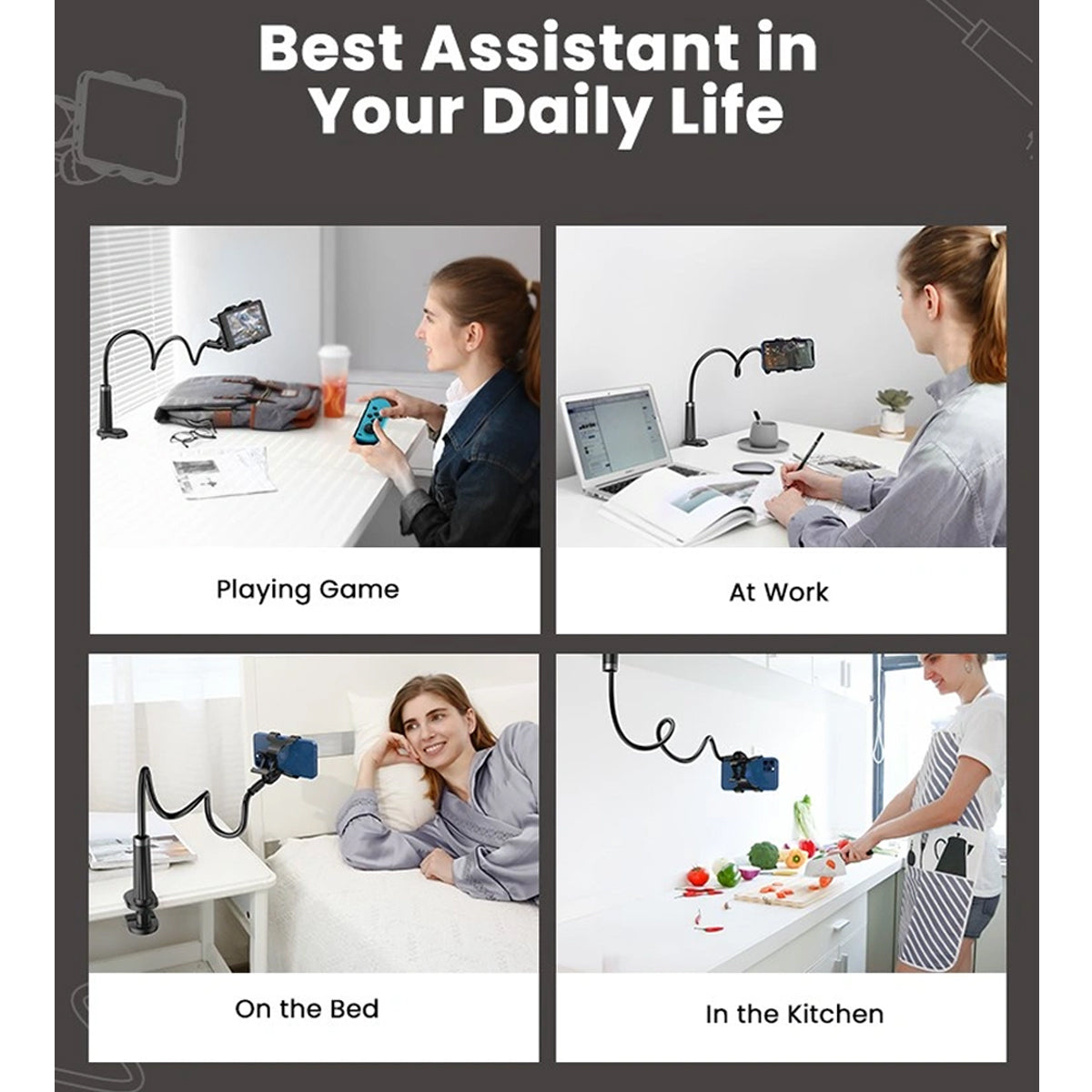 Ugreen Phone Holder with Flexible Long Arm - 90cm (Black) (LP113/80906)