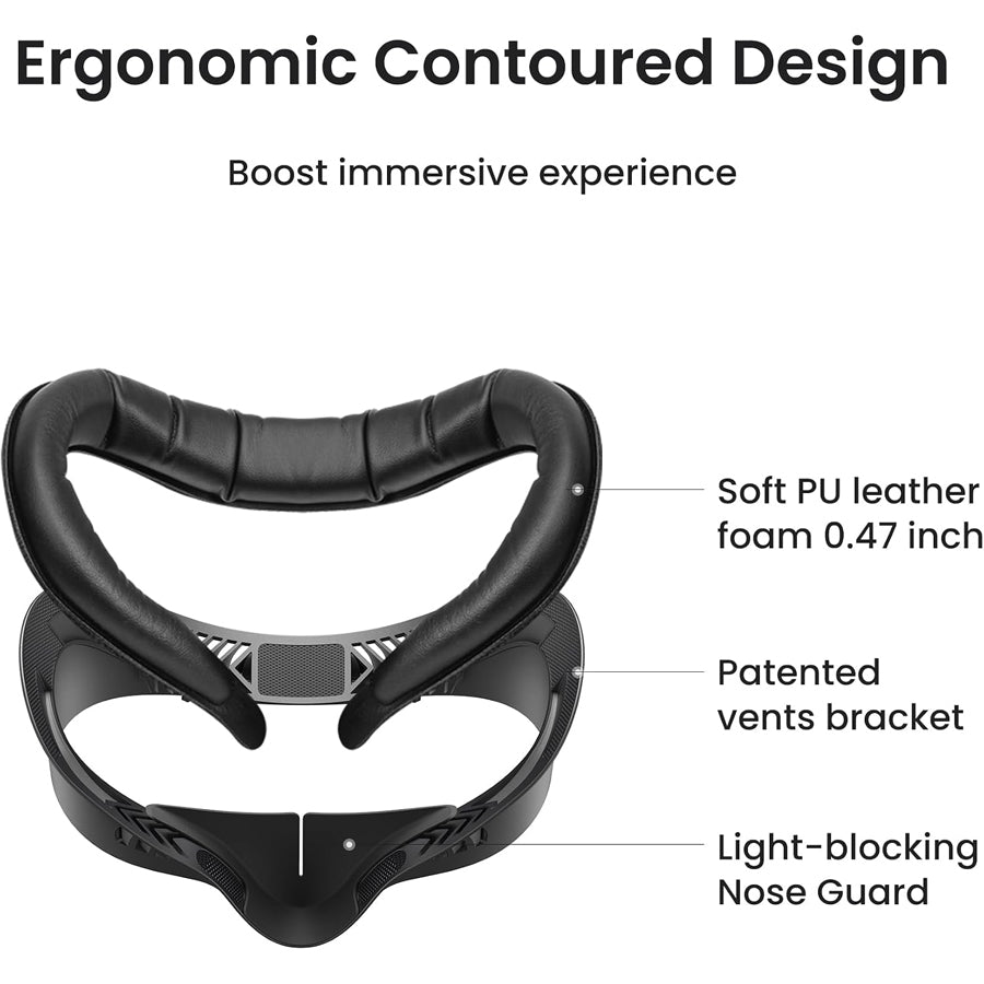 Kiwi Design V4 Facial Interface Set for Meta Quest 3S (Black) (Q2-5)