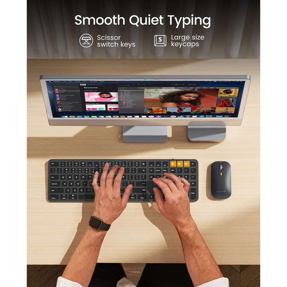 ProtoArc KM100-A Bluetooth Triple Channel Ultra-Slim Backlit Keyboard and Mouse Combo