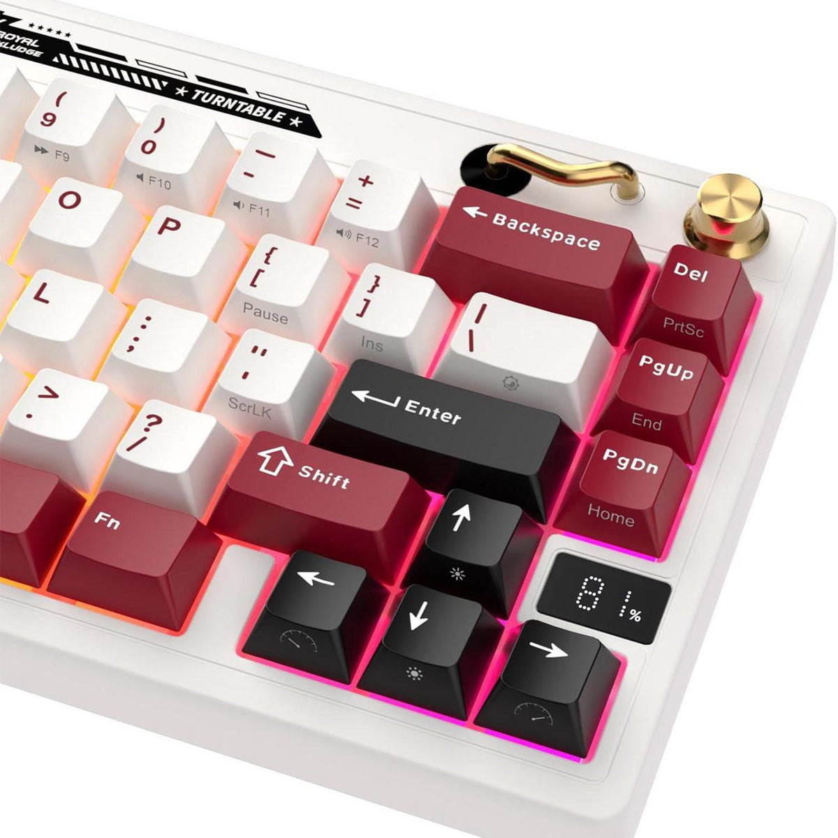 Royal Kludge RK M65 Tri-Mode RGB 66 Keys Hot-Swappable Mechanical Keyboard Famicom (Cream Switch, Beige Switch)