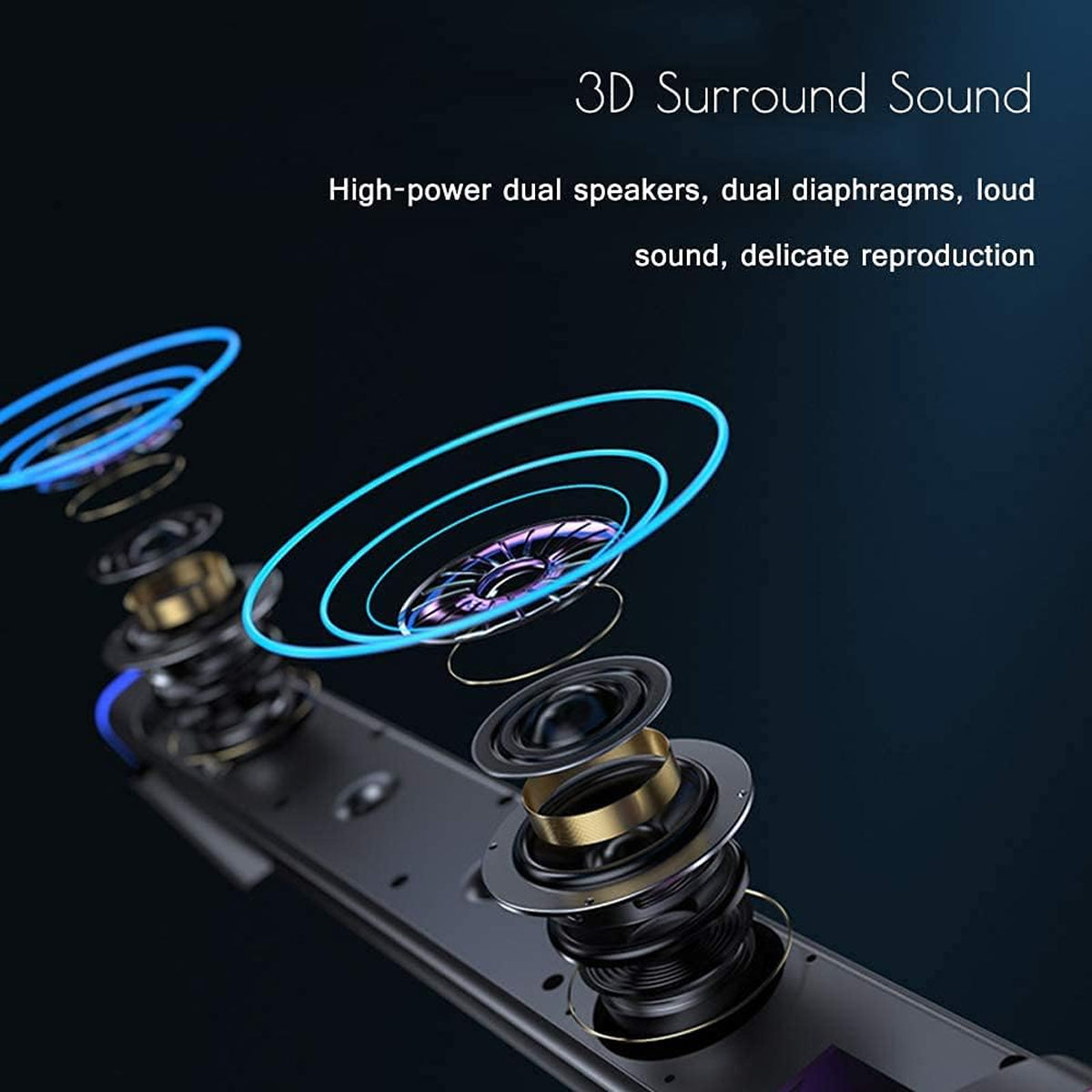 V8 RGB Bluetooth Sound Bar Speaker (Black)