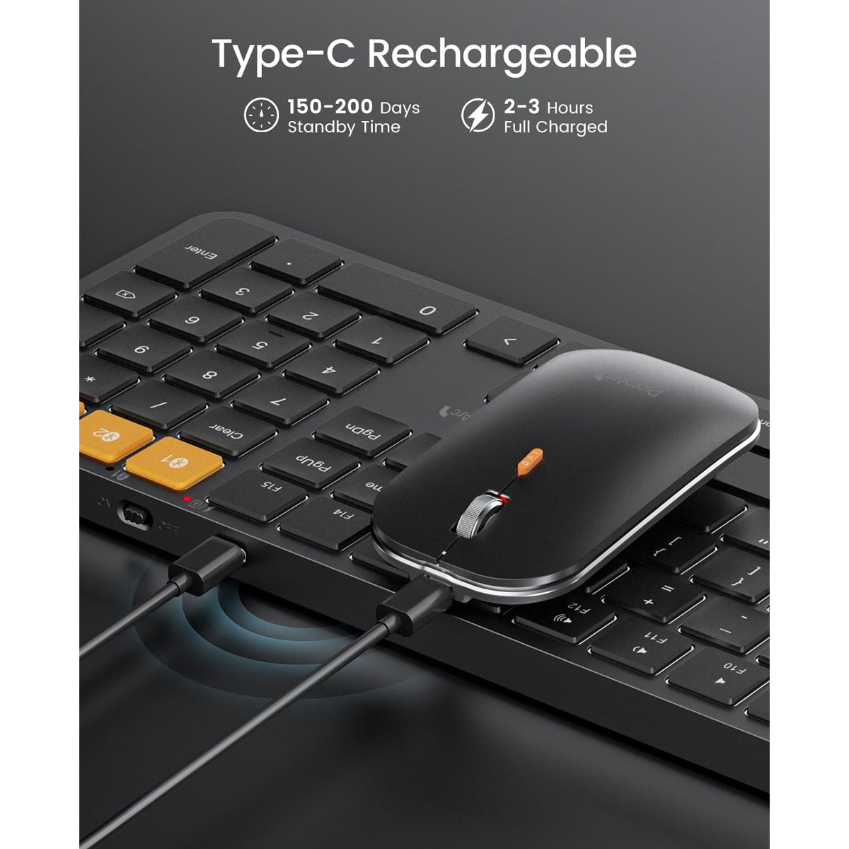 ProtoArc KM100-A Bluetooth Triple Channel Ultra-Slim Backlit Keyboard and Mouse Combo
