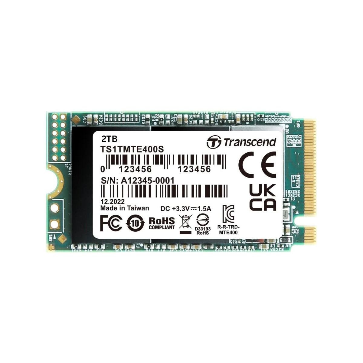Transcend 400S 2TB M.2 2242 PCIe Gen3 x4 Internal SSD (TS2TMTE400S)