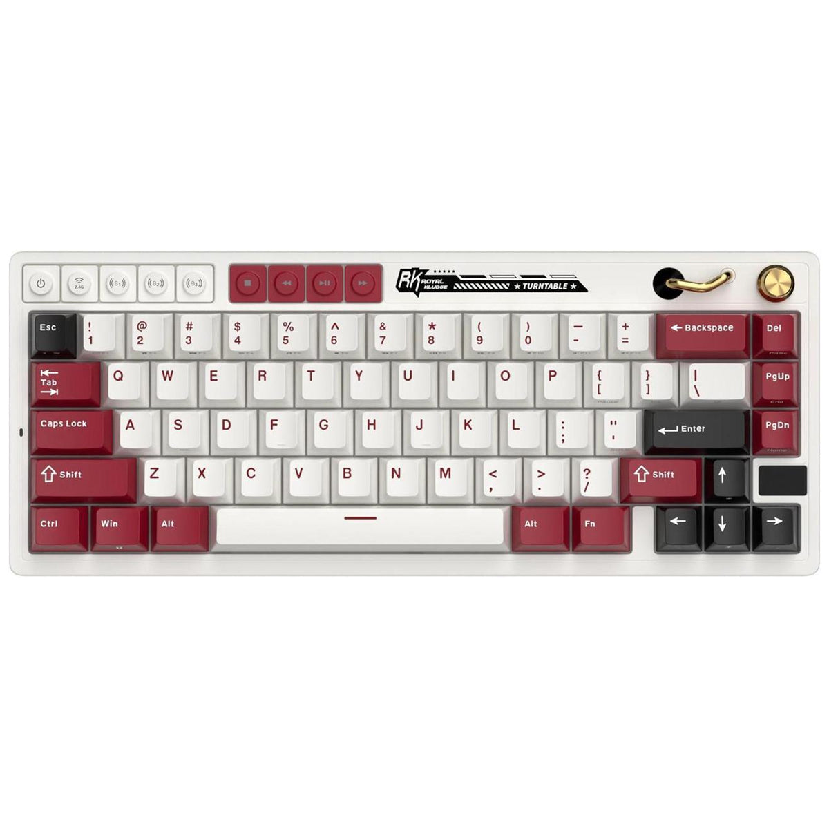 Royal Kludge RK M65 Tri-Mode RGB 66 Keys Hot-Swappable Mechanical Keyboard Famicom (Cream Switch, Beige Switch)
