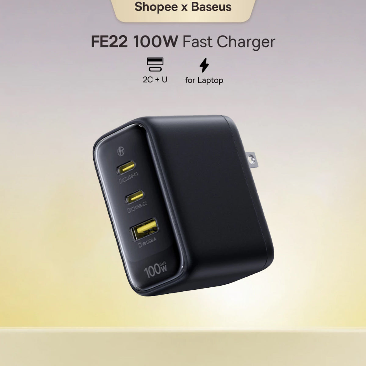 Baseus EnerFill FE22 Fast Charger 2C+U 100W (Cosmic Black) (E0124000)